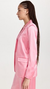 Satin pink suit stylish formal simple jacket