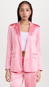 Satin pink suit stylish formal simple jacket