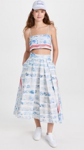 OEM Floral printing suit halter crop top & midi skirt