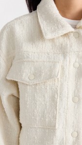 Tweed Lapel Long Sleeves Single-breasted Short Coat