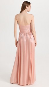 Factory supplier sexy elegant satin side slit strapless maxi dress
