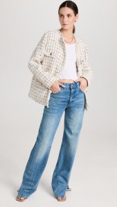 OEM Sweet metal button coat with white checkered temperament jacket