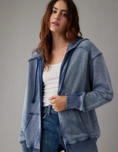 Oversized Washed Zip-Up Hoodie