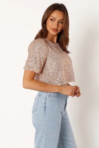 SEQUIN TOP – ROSE GOLD