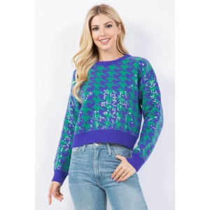 Sequins Herringbone Knit Sweater