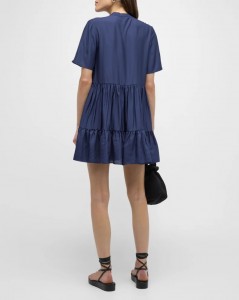 Short-Sleeve Tiered Mini Dress
