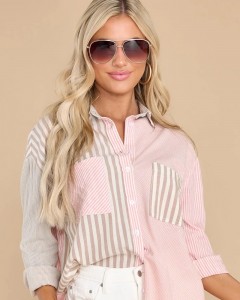 Lady custom summer cute casual striped sweet elegant lady tops