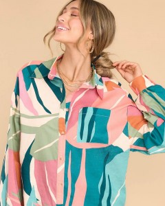 Women custom sparkling tops casual multicolor shirt