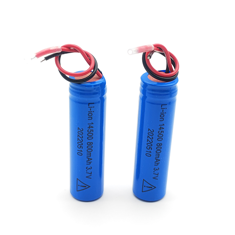 3.7V Cylindrical lithium battery, 14500 800mAh 3.7V,Smart meter reading terminal,with warning