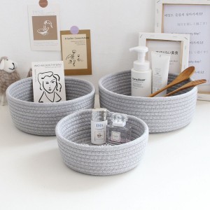 3-Pack Cotton Rope Baskets, Small Woven Storage Basket, Fabric Tray, Woven Basket(3 Sizes)
