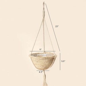 Natural Corn Skin Hanging Planter Basket Set,Indoor Plant Pots, Boho Decor Plant Pot Cover, 9 (D)*5.5(H) Inch