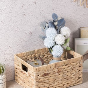 Storage Container, Natural Water Hyacinth Storage Bins Rectangular Basket,13×9.8 Inch