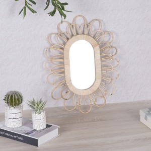 Oval Rattan Mirror,Mirror Wall hanging Decor, Home Decoration 19.3×15 Inch