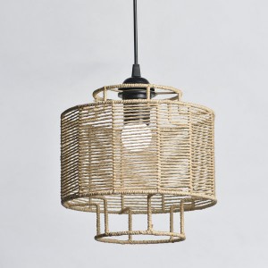 Woven Pendant Light Shade Natural Handwoven Chandelier Light Shade Farmhouse Hanging Lamp Shade for Home Restaurant Decoration