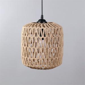 Woven Pendant Light，Boho Chandelier Handwoven paper Basket Shade, Rustic Pendant Light Fixtures Farmhouse Ceiling Hanging Lampshade