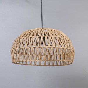 Paper Rope Woven Lampshade, Basket Weave Pendant Lamp Shade, Chandelier Bulb Guard Lamp Cover for Kitchen, Hotel, Living Room
