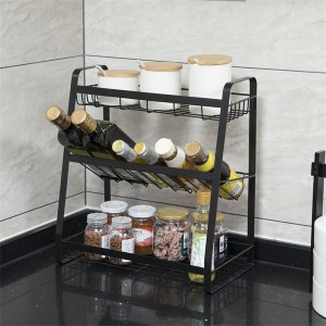 Wire Storage Baskets for Organizing,Metal Basket for Kitchen, Kitchen Storage Rack for Placing Seasoning Bottles,Black and white.3 styles.