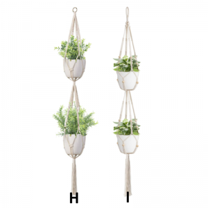 Macrame Plant Hanger with Wood Beads Tassels Handmade Hanging Flower Holder Flowerpot Container for Home Garden Decors