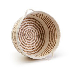 Cotton Rope and Hyacinth Round Storage Basket with Side Handles 3 SIZES