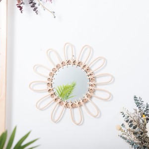 Small rattan mirror Flower Rattan Mirror,Mirror Wall hanging Decor, Natural Rattan Products, Home Decoration 15.7 Inch