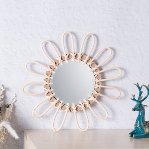 Small rattan mirror Flower Rattan Mirror,Mirror Wall hanging Decor, Natural Rattan Products, Home Decoration 15.7 Inch