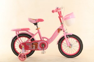 XB-004,  Pink Grils Bike, 2 wheels with basket, flashing training wheel