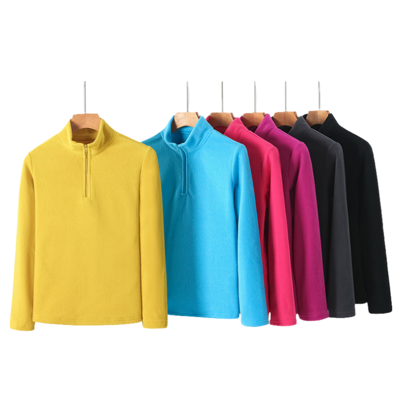 Customized Embroidery Logo Solid Color Winter Thin Fleece Jacket Pullover Half Zip Outdoor Casual Fashion Fleece Jacket