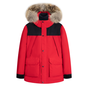 Hot winter colorblocking fur collar windproof waterproof hooded hair short collar Parker warm down jacket