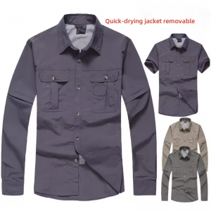 Men’s Quick-Dry Tactical Shirt Uniform Shirt Removable pant and Long Sleeve Shirt for Hiking Climbing Hunting Fishing