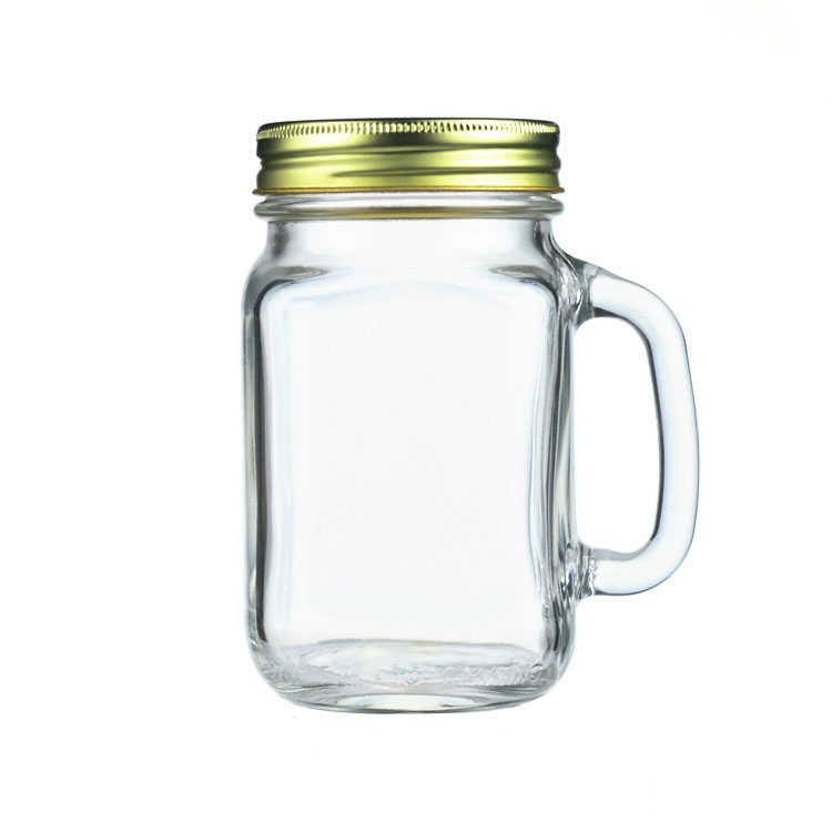 400ml 450ml Milk tea cup mason jar glass cup with handle and straw Featured Image