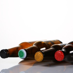 wholesale amber empty glass beer bottles with metal crown cap