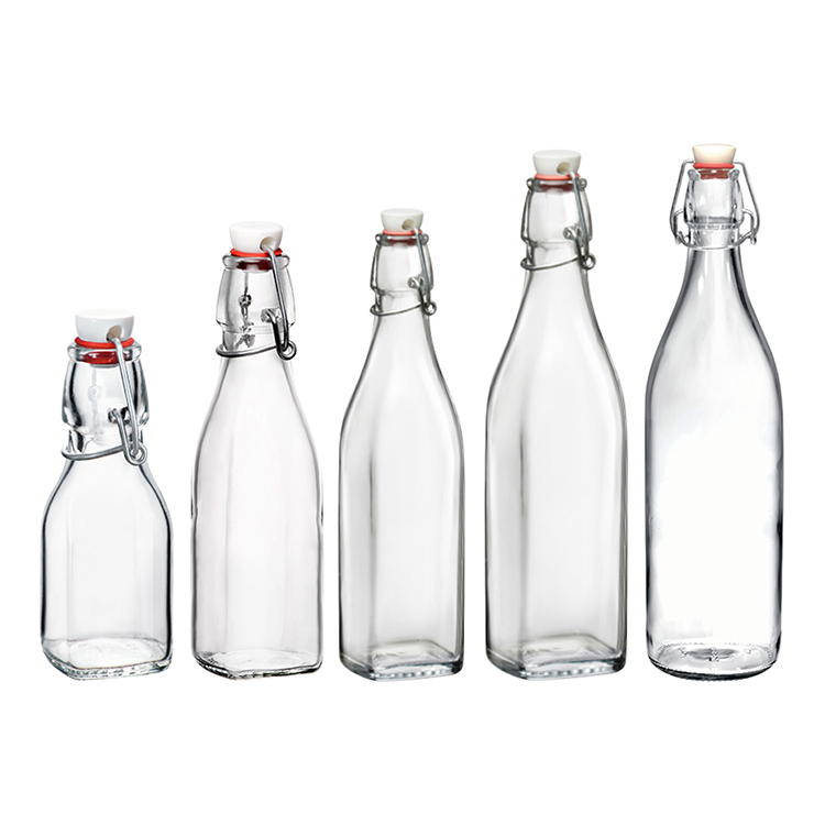 Square clasp bottle sealed bottle beverage bottles wholesale glass bottle Featured Image