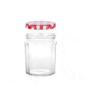 Empty French Bonne Maman jars Clear Glass Jam Jar with Gingham Lid