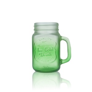 Frosted Gradient color Mason jar Milk tea cup Beverage cup with handle and lid