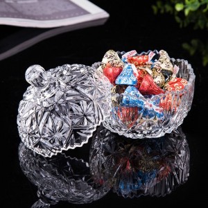 Transparent unique wedding Decoration glass candy jar crystal with lid
