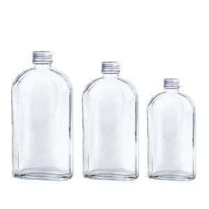 Wholesale flat square empty glass milk tea bottle juice bottle beverage bottles