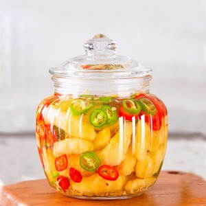 kitchen Transparent Glass pickle pot vertical seal tank Sealed Jars Lid storage jar
