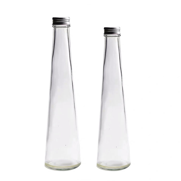 Beverage Bottle Transparent Juice Milk Tea Cone Aluminum Cover Packaging Bottle Featured Image