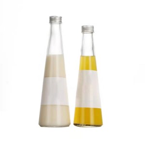 Beverage Bottle Transparent Juice Milk Tea Cone Aluminum Cover Packaging Bottle