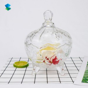 Crystal Candy Jar with Lid, Clear Glass Food Storage Tank, Seasoning Pot, Creative Decoration Storage Box
