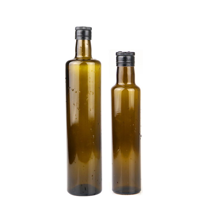 Hot sale 250ml 750ml empty clear green Round glass bottle for cooking olive oil Featured Image
