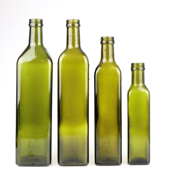 Wholesale 1 liter 750ml 500ml 250ml green empty olive oil glass bottle with screw cap Featured Image