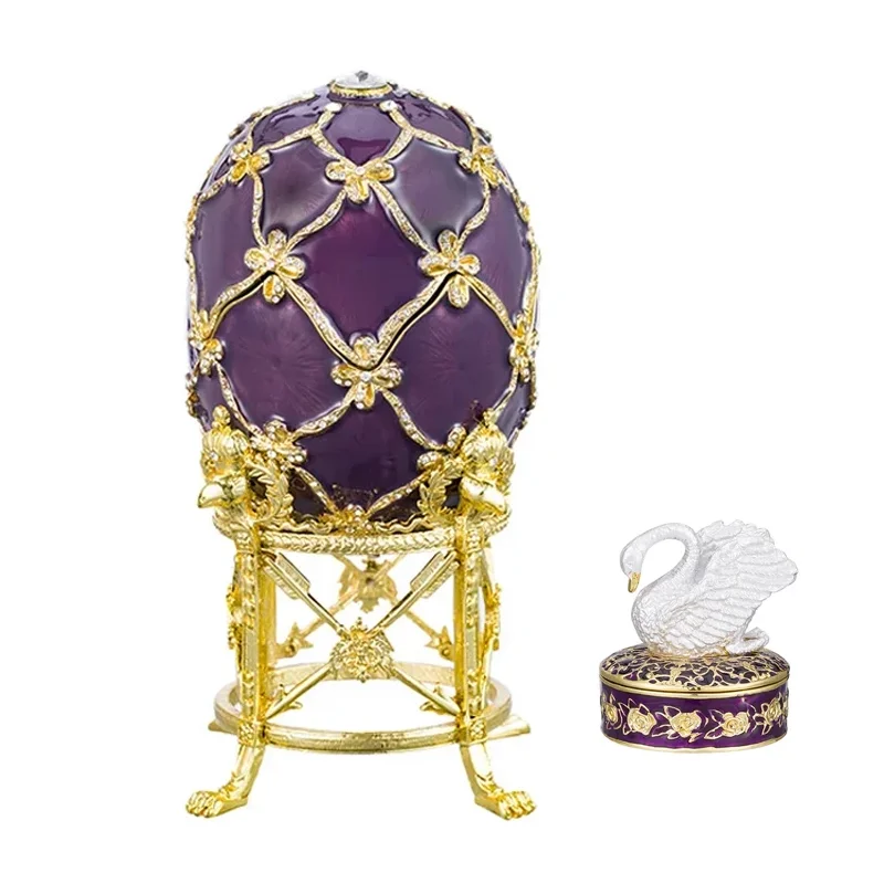 High Quality Enamel Egg Purple Jewelry Box Luxury Decorative Box Holiday Souvenirs