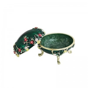 Flower green enamel Egg Box Faberge Egg Jewelry Boxes/Trinket Boxes Classic Design