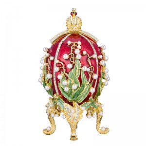 Ցինկ խառնուրդ ձվի զարդատուփ Classic Grapevine Pearl Նկար Զարդեր Բյուրեղյա բյուրեղյա Rhinestone Տոնական նվեր