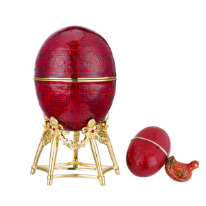 Винтаге кутија за накит од легуре цинка Црвена кокошка и пиле су у кутији за накит Кутија за накит