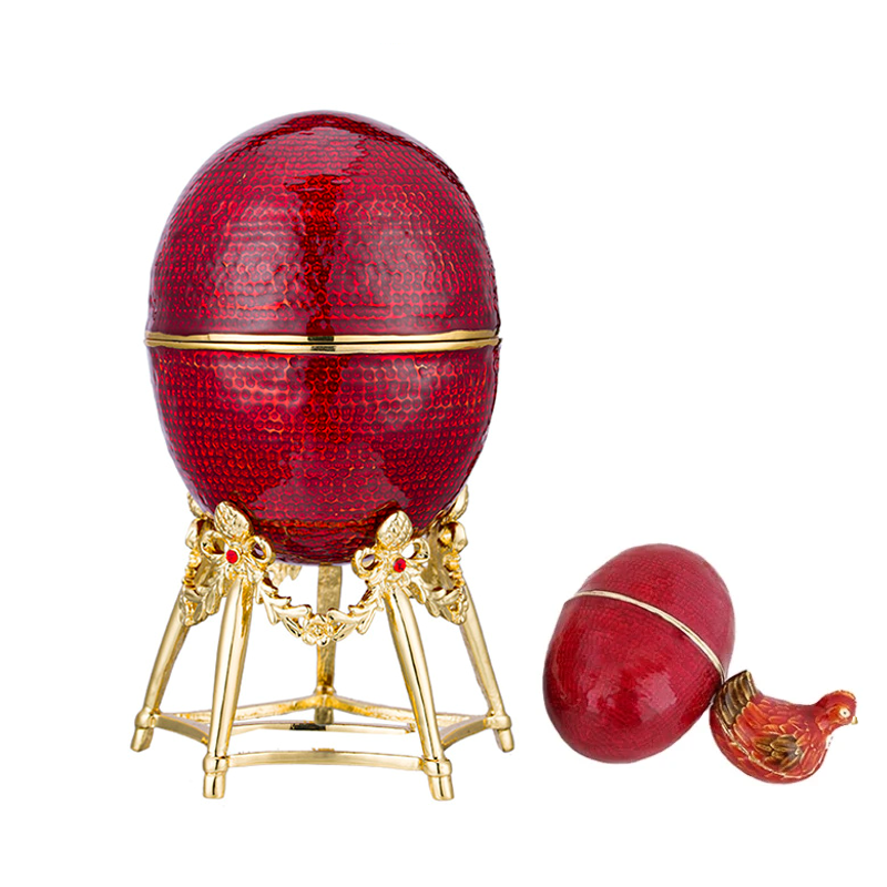 Vintage Red Zinc Alloy Jewelry Box Red Hen And Chick Is In The Egg Jewelry Box Jewelry Storage Box
