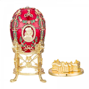 ロシアのイースターエッグエナメル金属工芸品城ファベルジェの卵家の装飾装飾ジュエリーボックス