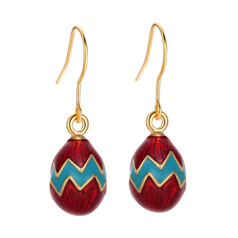 Hot sales colorful enamel Faberge egg earring with 925 sterling silver hooks