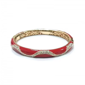 Red vintage enamel bracelet nrog siv lead ua